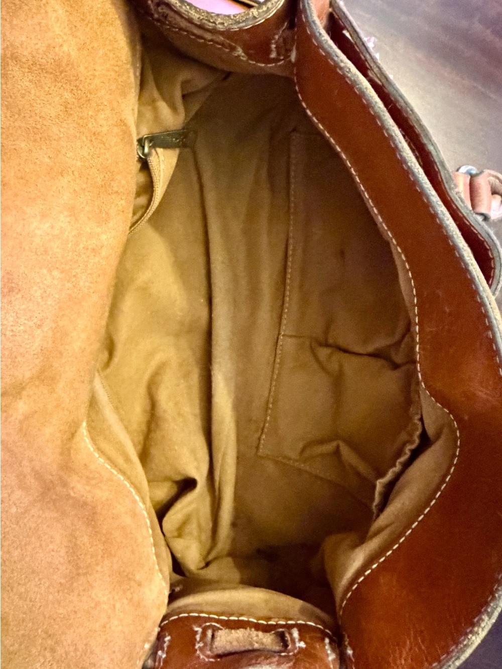 PATRICIA NASH TAN/BROWN VIENNA SATCHEL LEATHER LARGE BAG PURSE - Picture 8 of 10